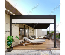 Пергола Aquaviva Авангард (к стене, руч. упр. ламелями, 3.6х5.3м, белый)