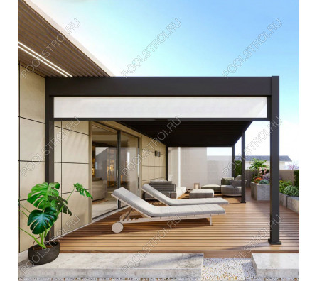 Пергола Aquaviva Авангард (к стене, руч. упр. ламелями, 3.6х5.3м, антрацит)