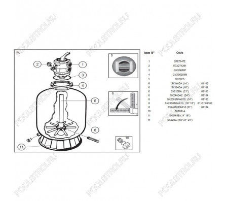 Фильтрационная установка Hayward PWL D511 81072E2 IE2 (10m3/h, верх)
