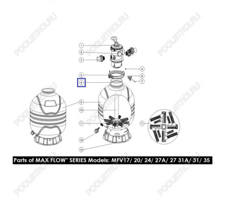 Резиновая прокладка под 6-поз кран для фильтра Aquaviva MFV (2010007)